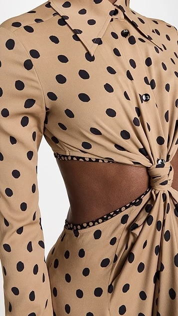 Proenza Schouler Printed Dot Cut Out Shirt Dress - Image 5