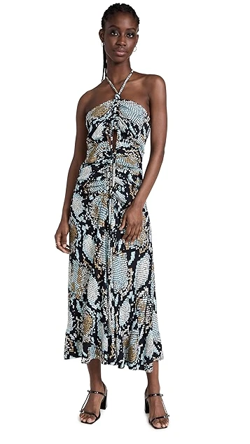 Proenza Schouler Printed Viscose Crepe De Chine Halter Dress - Image 6