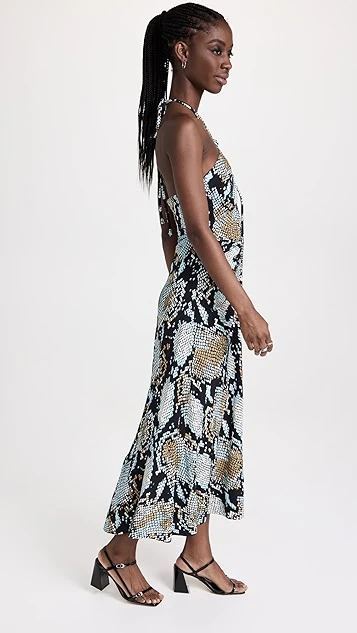 Proenza Schouler Printed Viscose Crepe De Chine Halter Dress - Image 3