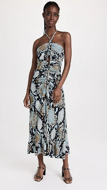 Proenza Schouler Printed Viscose Crepe De Chine Halter Dress - Image 7