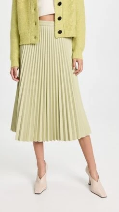 Proenza Schouler White Label Faux Leather Pleated Midi Skirt