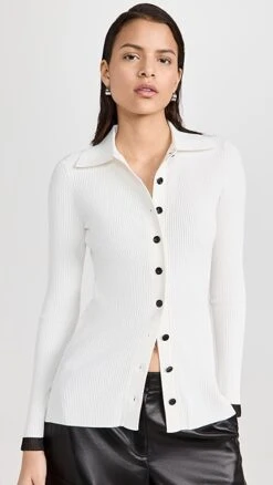 Proenza Schouler White Label Rib Knit Fitted Cardigan