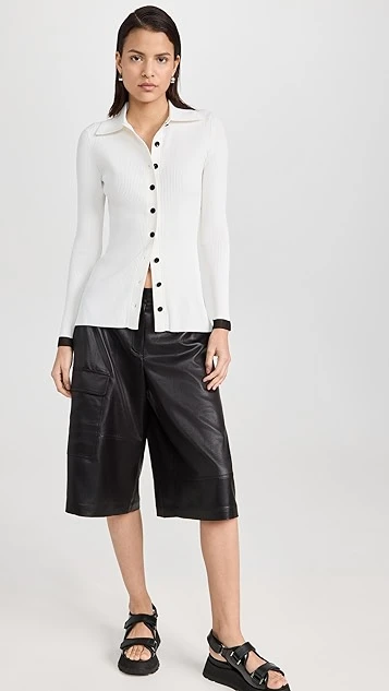 Proenza Schouler White Label Rib Knit Fitted Cardigan - Image 4