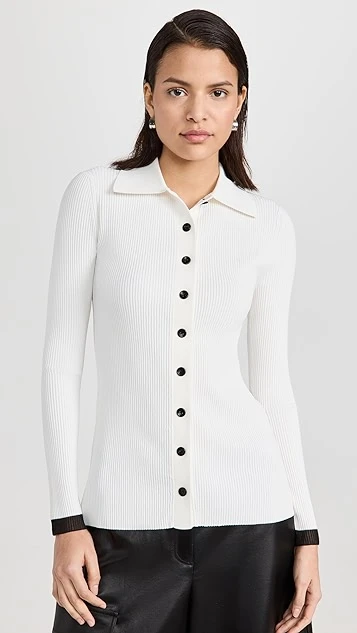 Proenza Schouler White Label Rib Knit Fitted Cardigan - Image 7