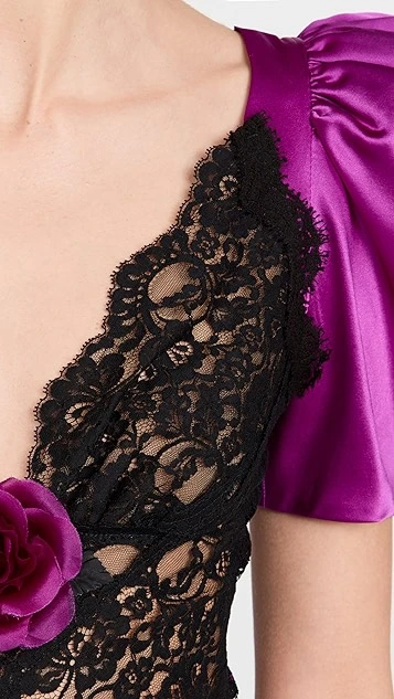 Rodarte Black Lace Short Sleeve Mini Dress - Image 5