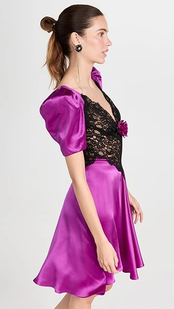 Rodarte Black Lace Short Sleeve Mini Dress - Image 3