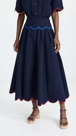 Rosie Assoulin Scallop Hem Skirt With Rainbow Piping