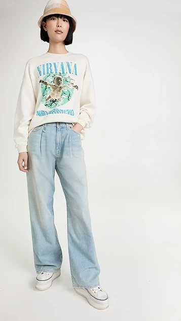 R13 Damon Pleated Wide Leg Jeans - Image 4