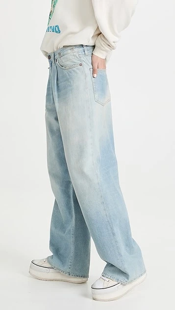 R13 Damon Pleated Wide Leg Jeans - Image 3