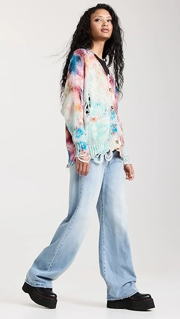R13 Printed Tie Dye Jumbo Cardigan - Image 3