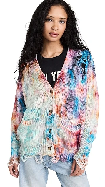 R13 Printed Tie Dye Jumbo Cardigan - Image 6