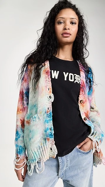 R13 Printed Tie Dye Jumbo Cardigan