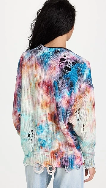 R13 Printed Tie Dye Jumbo Cardigan - Image 2