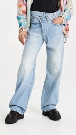 R13 Wide Leg Cross Over Jeans