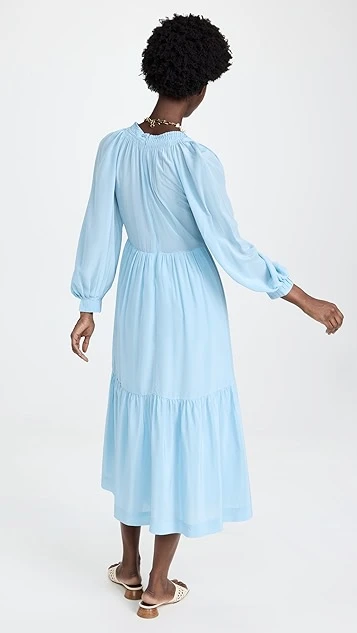 Sea Nyla Twill Puff Sleeve V Neck Dress - Image 2