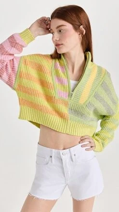 STAUD Cropped Hampton Sweater