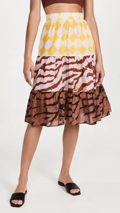 Studio 189 Cotton Mixed Print Prairie Skirt