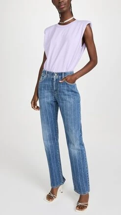 Stella McCartney Blue Hotfix Stripes Straight Leg Jeans