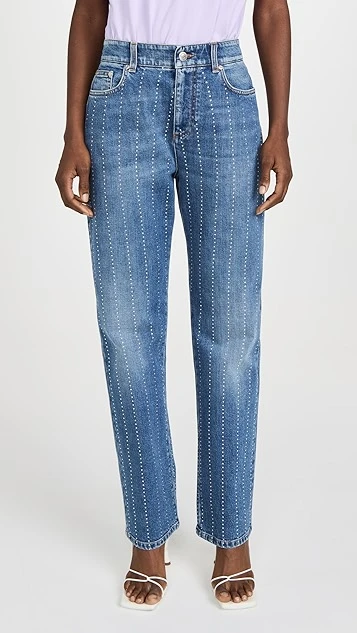 Stella McCartney Blue Hotfix Stripes Straight Leg Jeans - Image 6