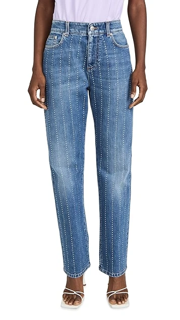 Stella McCartney Blue Hotfix Stripes Straight Leg Jeans - Image 7