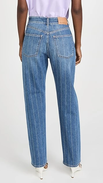 Stella McCartney Blue Hotfix Stripes Straight Leg Jeans - Image 2