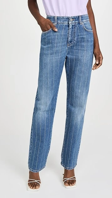 Stella McCartney Blue Hotfix Stripes Straight Leg Jeans - Image 4