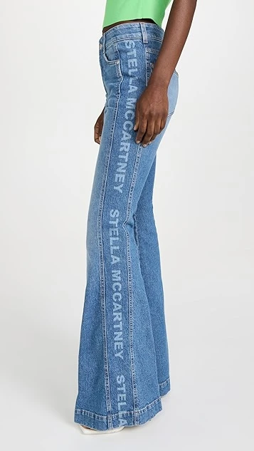 Stella McCartney Salt & Pepper Logo 70's Flare Jeans - Image 3