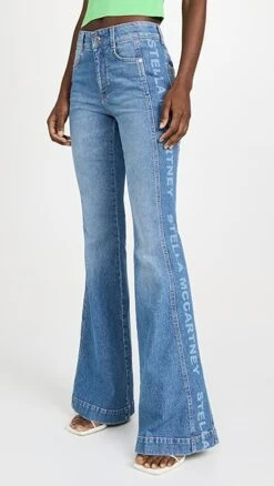 Stella McCartney Salt & Pepper Logo 70's Flare Jeans