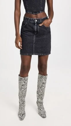 Stella McCartney Washed Black A Line Denim Mini Skirt