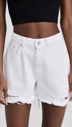 Stella McCartney White Distressed Denim Shorts