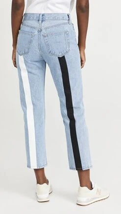 Still Here Black And White Tate Crop Jeans