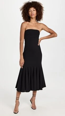 Susana Monaco Tube Flutter Bottom Midi Dress