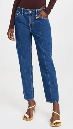 Tibi Medium Stone Wash Denim Elfie Jeans