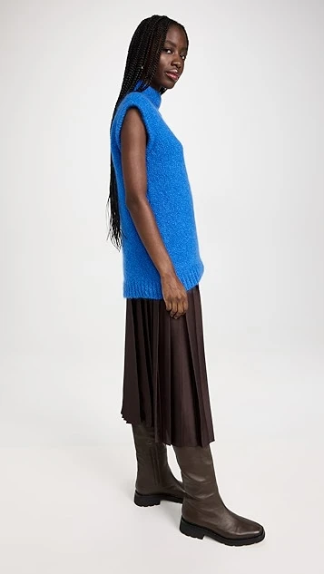 Tibi Claude Mohair Cocoon Funnel Neck Vest - Image 3
