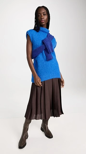 Tibi Claude Mohair Cocoon Funnel Neck Vest - Image 4