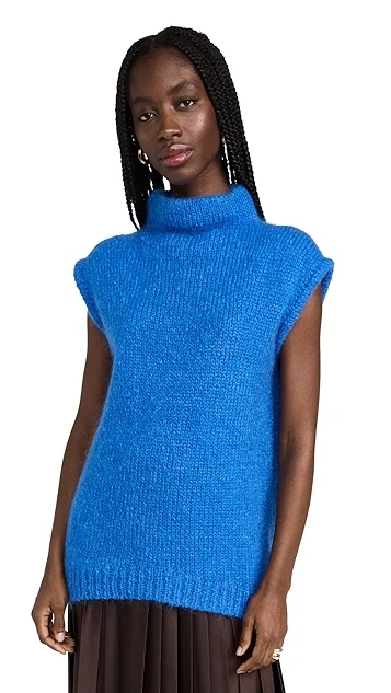 Tibi Claude Mohair Cocoon Funnel Neck Vest - Image 6