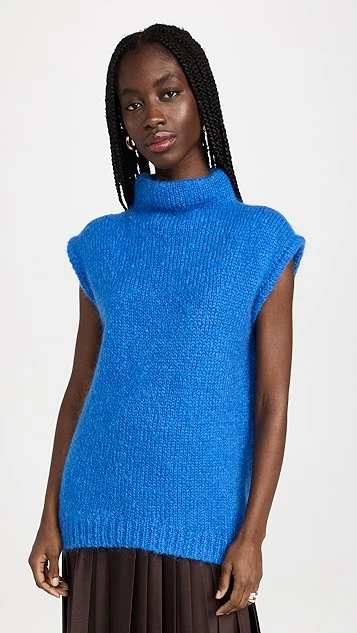 Tibi Claude Mohair Cocoon Funnel Neck Vest - Image 7