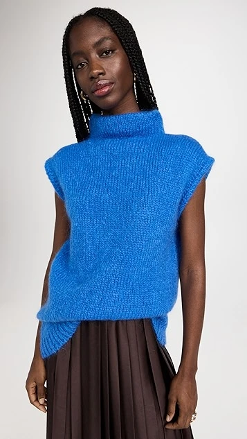 Tibi Claude Mohair Cocoon Funnel Neck Vest
