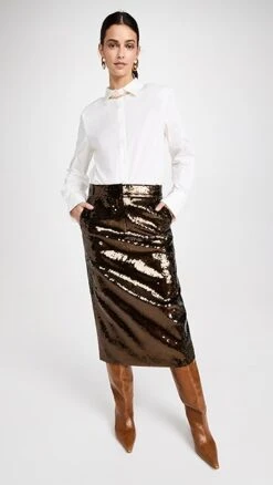 Tibi Noor Beading Midi Trouser Skirt