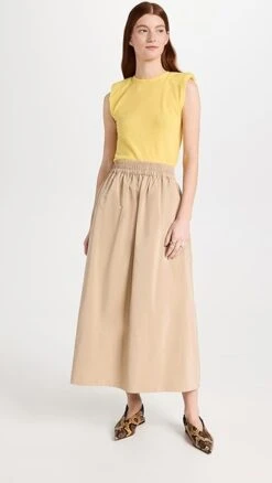 Tibi Nylon Pull On Full Skirt