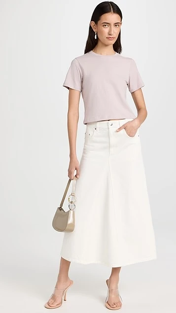 Tibi White Denim Godet Midi Skirt - Image 4