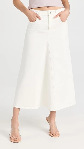 Tibi White Denim Godet Midi Skirt - Image 6