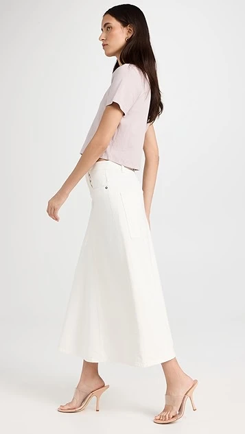 Tibi White Denim Godet Midi Skirt - Image 3