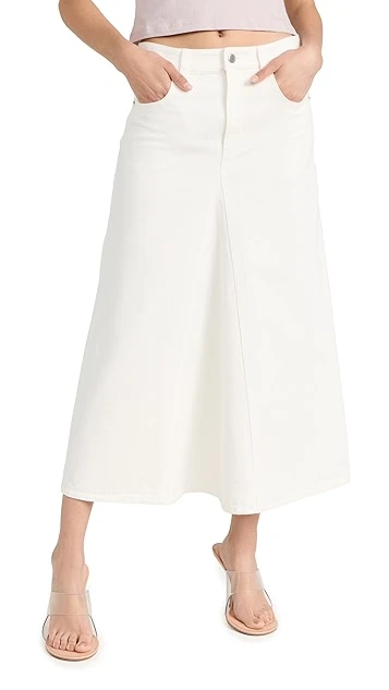 Tibi White Denim Godet Midi Skirt - Image 7