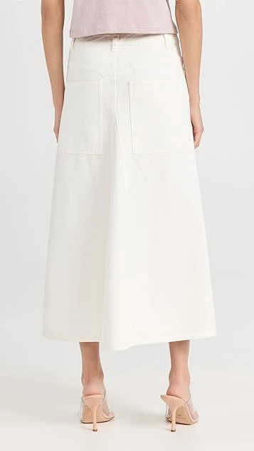 Tibi White Denim Godet Midi Skirt - Image 2