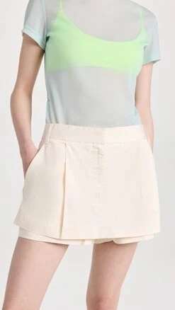 Tibi Eco Poplin Double Layer Skort Miniskirt