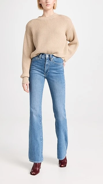 Veronica Beard Jean Beverly High Rise Skinny Flare Jeans - Image 4