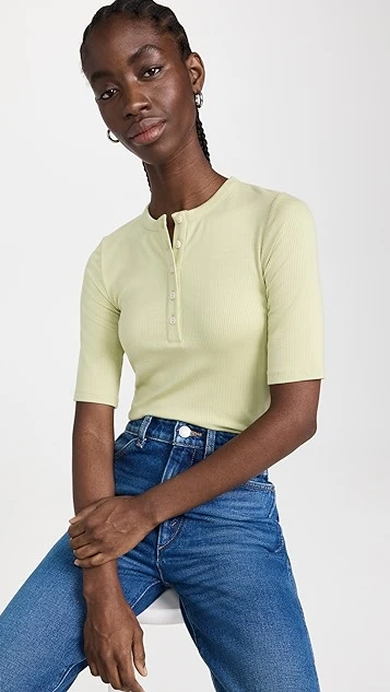 Vince Rib Elbow Sleeve Henley