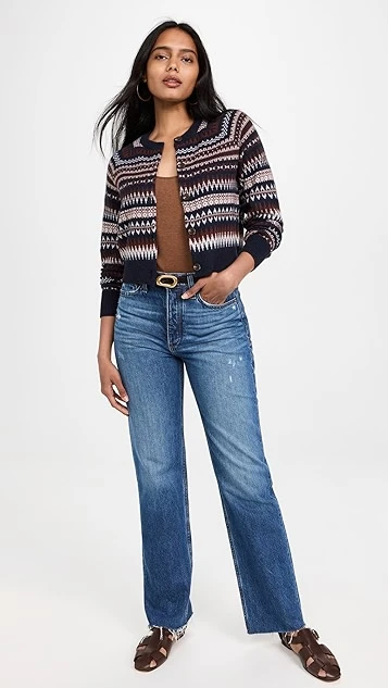 White + Warren Cashmere Fair Isle Cardigan - Image 4