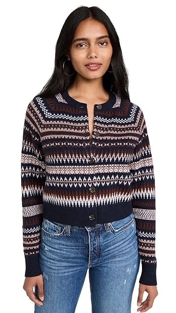 White + Warren Cashmere Fair Isle Cardigan - Image 7